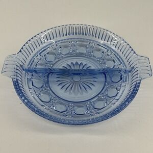 Indiana Glass Ice Blue Divided Relish Tray Vintage 1940s Windsor Pattern
